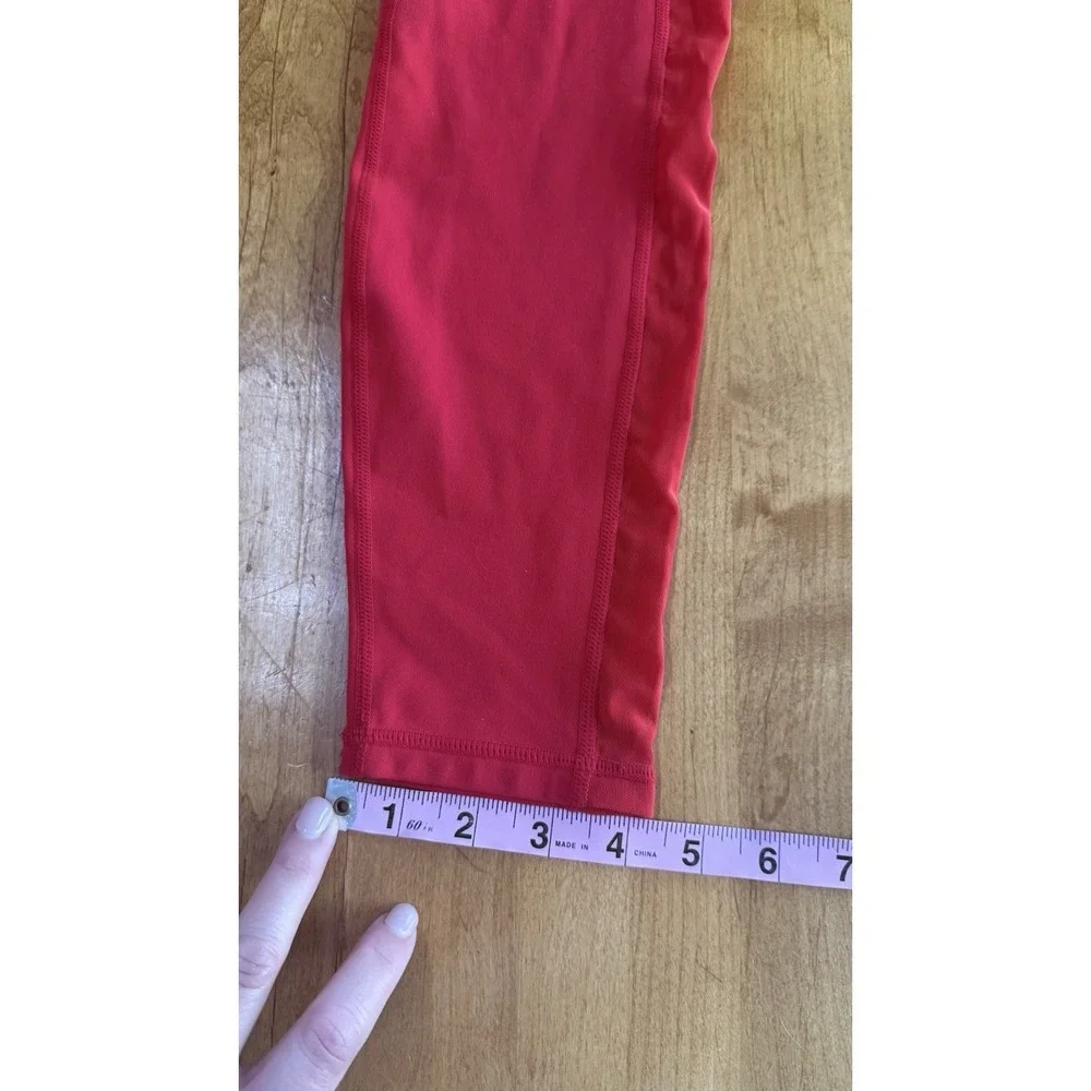 Fabletics PureLuxe High Rise Red Ankle Leggings Women's XS Stretch Elastic Waist